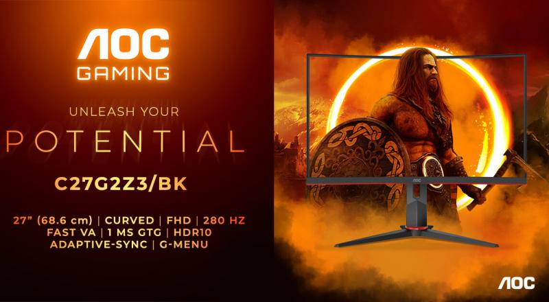AOC GAMING C27G2Z3/BK – путь к победе с изогнутым экраном и частотой 280 Гц